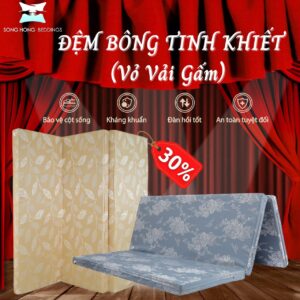 Alternative view of Đệm bông ép Sông Hồng vải gấm 3 mảnh