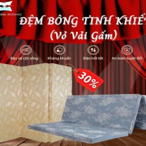 Đệm bông ép Sông Hồng vải gấm 3 mảnh